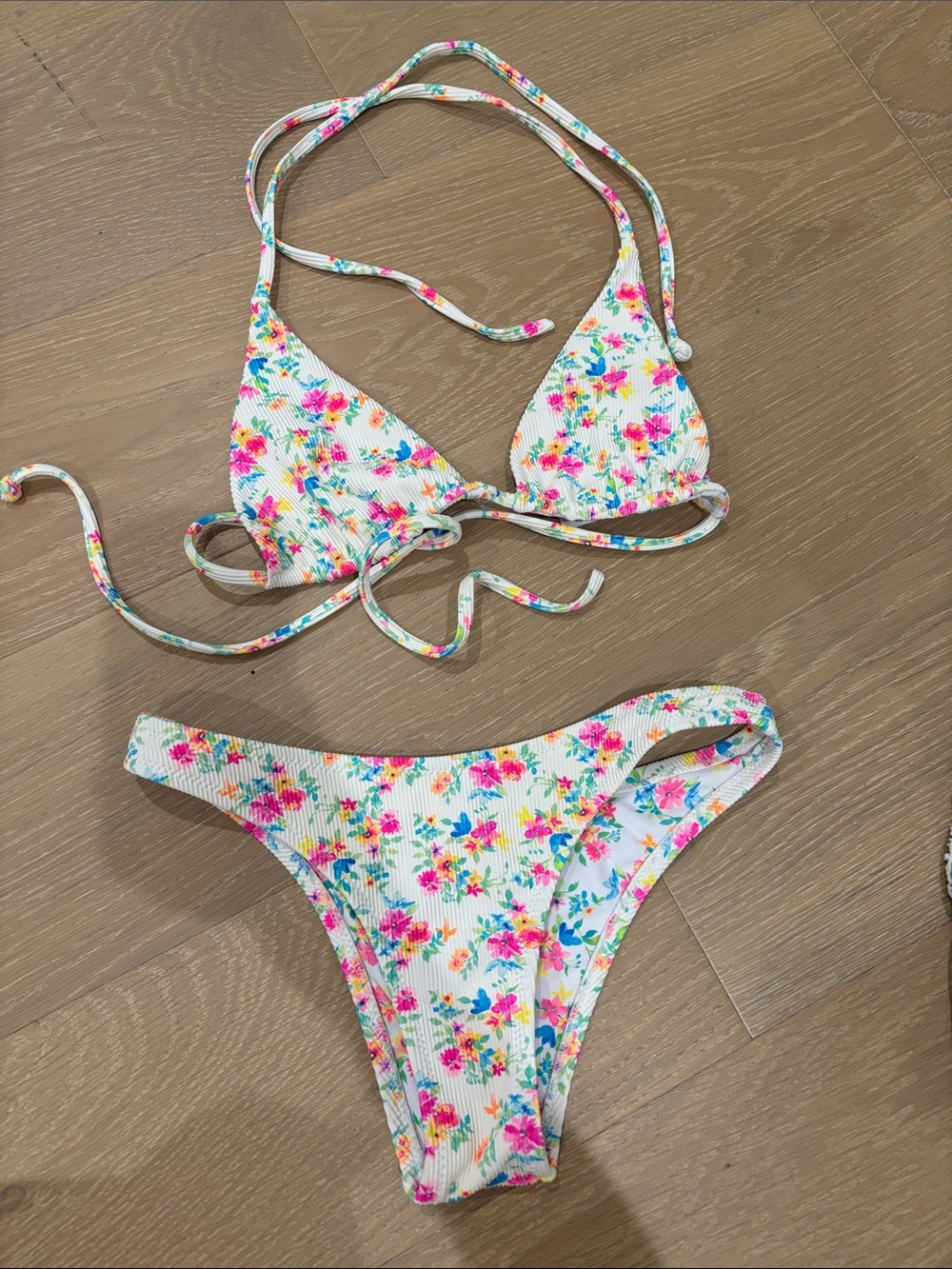 Kulani Kinis White Bikini with Pink, Blue & Yellow Floral Print